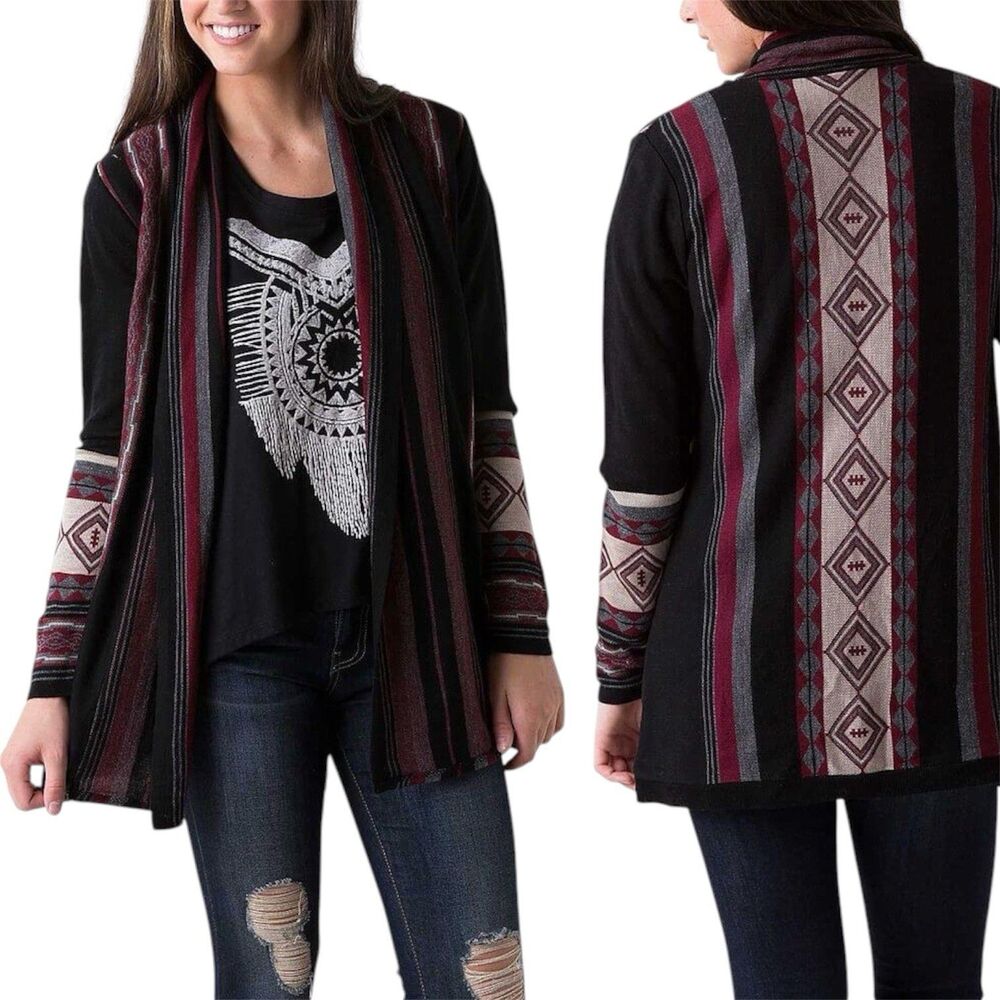Vtg Daytrip Women’s Cardigan Small Southwestern Sweater Open Front Cozy Knit